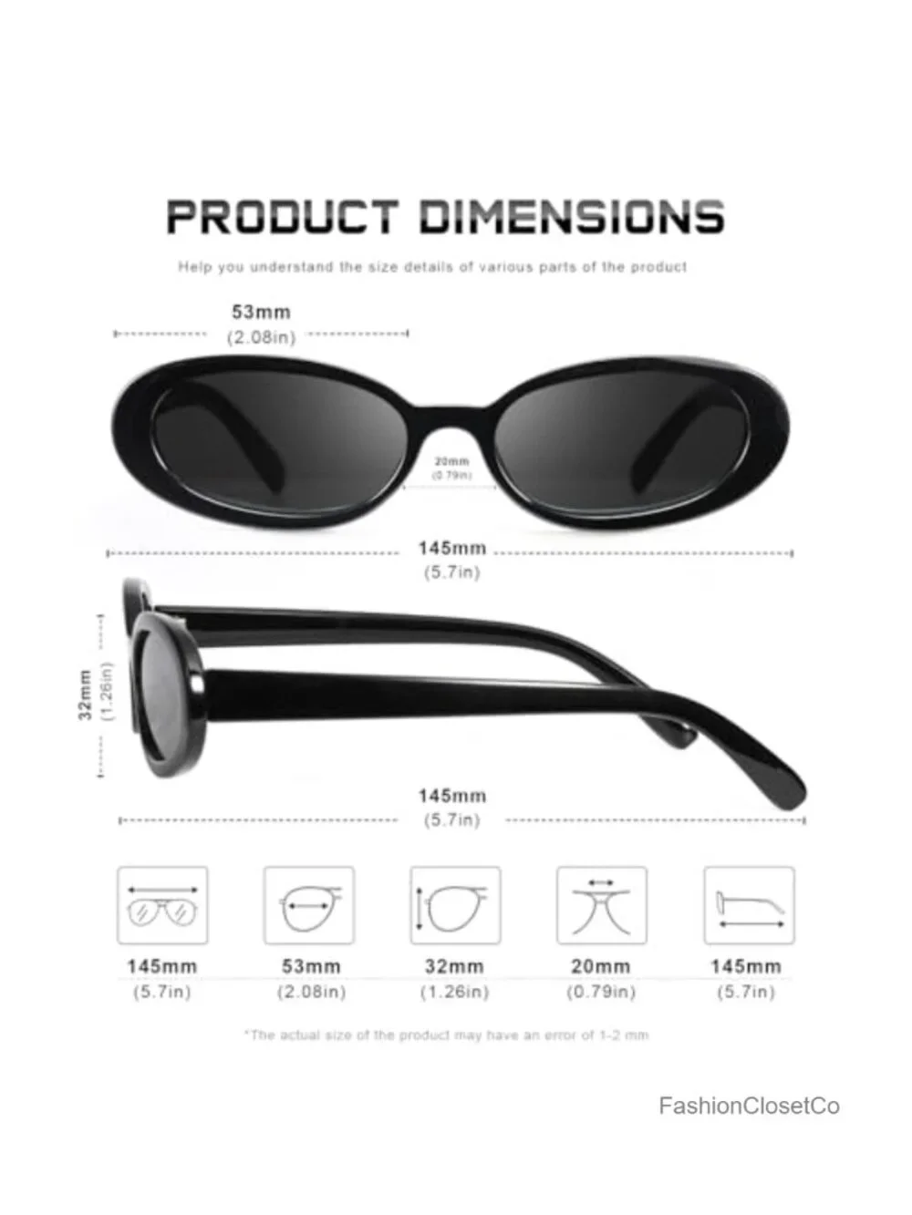 Retro Oval Polarized Sunglasses UV400 Protection Lightweight Plastic Frame
